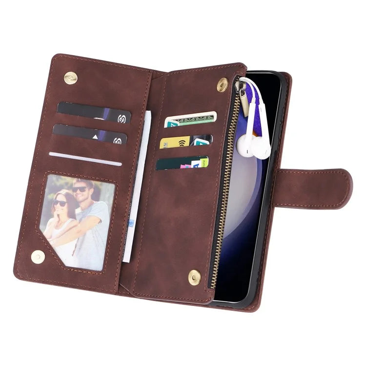For Samsung Galaxy S24 Case PU Leather Wallet Cover with Multiple Card Slots
