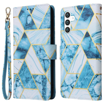 For Samsung Galaxy S24 Case PU Leather Marble Pattern Phone Wallet Cover