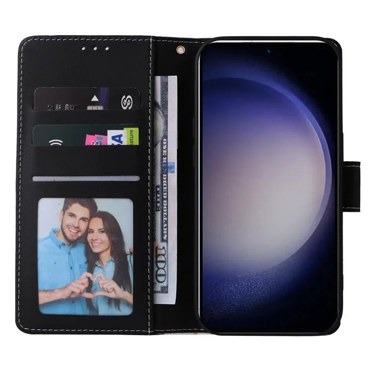 For Samsung Galaxy S24 Case PU Leather Marble Pattern Phone Wallet Cover