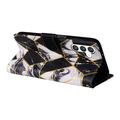 For Samsung Galaxy S24 Case PU Leather Marble Pattern Phone Wallet Cover