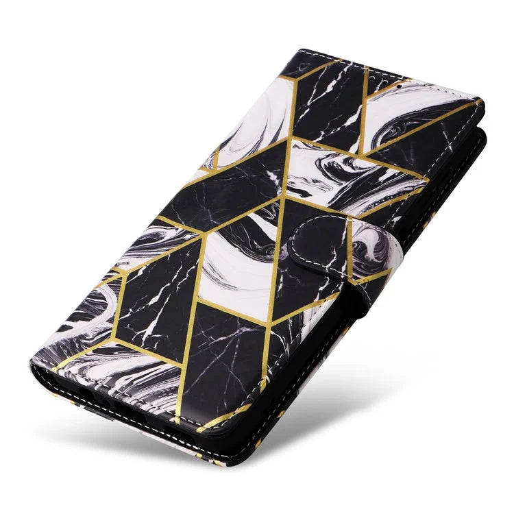 For Samsung Galaxy S24 Case PU Leather Marble Pattern Phone Wallet Cover