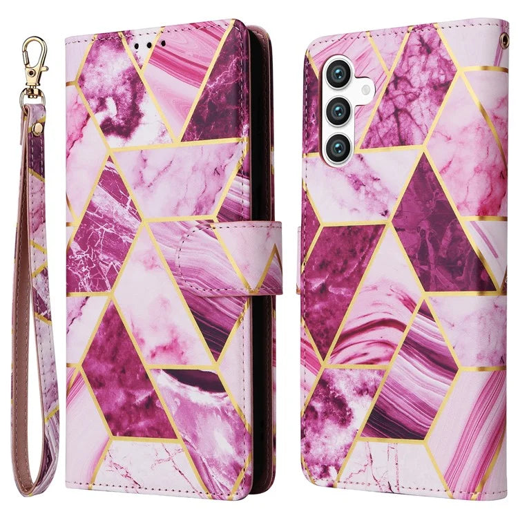 For Samsung Galaxy S24 Case PU Leather Marble Pattern Phone Wallet Cover