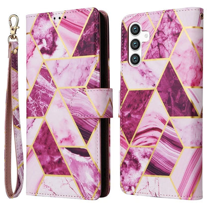 For Samsung Galaxy S24 Case PU Leather Marble Pattern Phone Wallet Cover