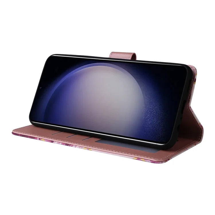 For Samsung Galaxy S24 Case PU Leather Marble Pattern Phone Wallet Cover