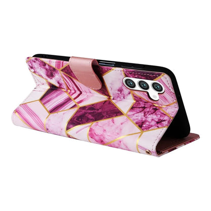 For Samsung Galaxy S24 Case PU Leather Marble Pattern Phone Wallet Cover