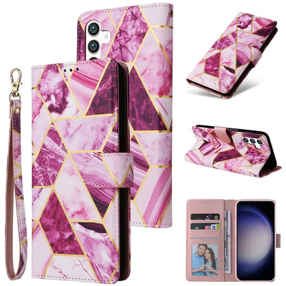 For Samsung Galaxy S24 Case PU Leather Marble Pattern Phone Wallet Cover