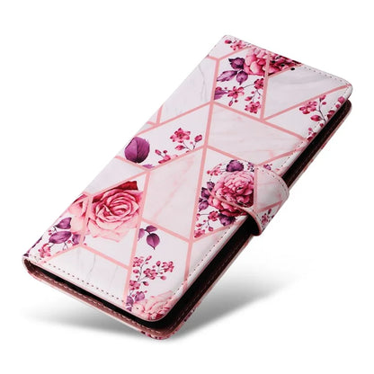 For Samsung Galaxy S24 Case PU Leather Marble Pattern Phone Wallet Cover
