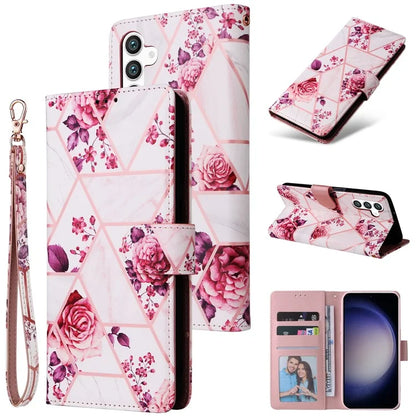 For Samsung Galaxy S24 Case PU Leather Marble Pattern Phone Wallet Cover