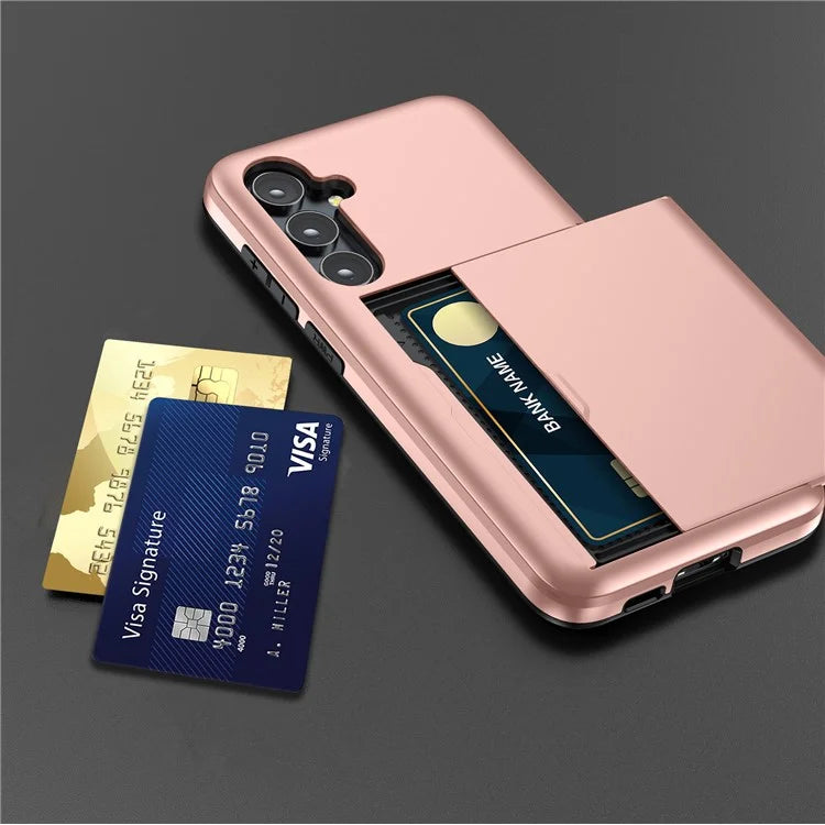For Samsung Galaxy S23 FE Case TPU+PC Slide Card Holder Cell Phone Cover