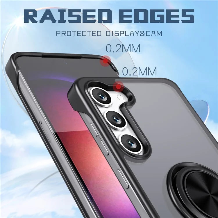 For Samsung Galaxy S23 Case Frameless TPU+Acrylic Cellphone Cover with Ring Kickstand