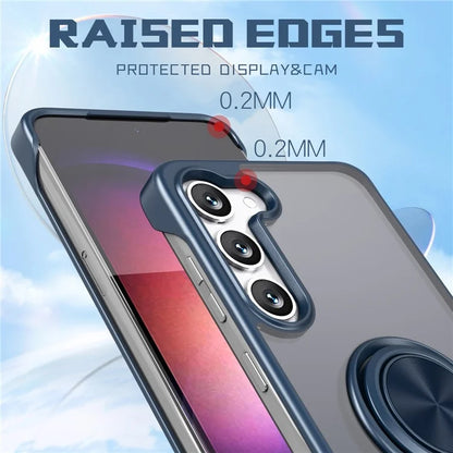 For Samsung Galaxy S23 Case Frameless TPU+Acrylic Cellphone Cover with Ring Kickstand