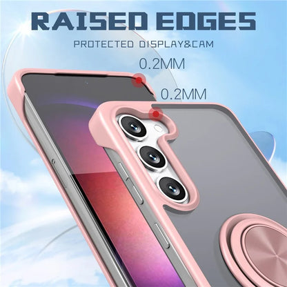 For Samsung Galaxy S23 Case Frameless TPU+Acrylic Cellphone Cover with Ring Kickstand