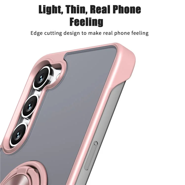 For Samsung Galaxy S23 Case Frameless TPU+Acrylic Cellphone Cover with Ring Kickstand