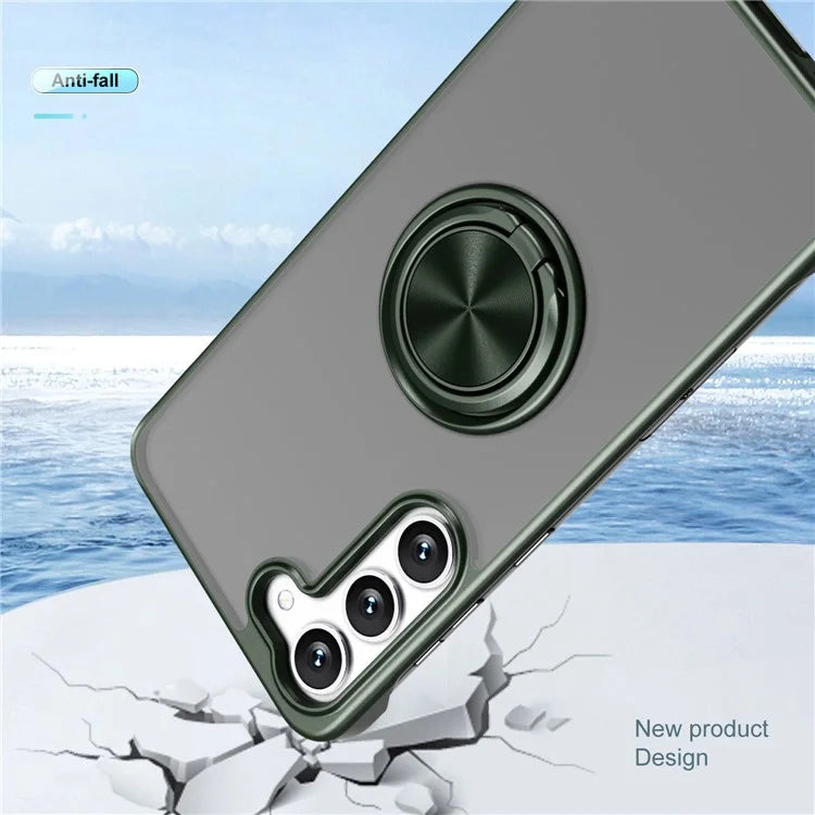 For Samsung Galaxy S23 Case Frameless TPU+Acrylic Cellphone Cover with Ring Kickstand
