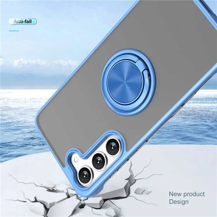 For Samsung Galaxy S23 Case Frameless TPU+Acrylic Cellphone Cover with Ring Kickstand