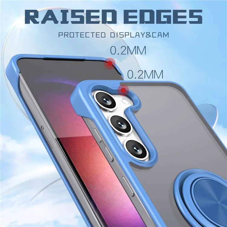 For Samsung Galaxy S23 Case Frameless TPU+Acrylic Cellphone Cover with Ring Kickstand