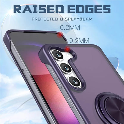 For Samsung Galaxy S23 Case Frameless TPU+Acrylic Cellphone Cover with Ring Kickstand