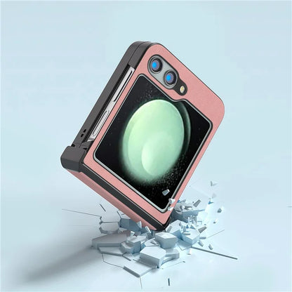 ABEEL For Samsung Galaxy Z Flip5 5G Case Retro Leather+PC Hinge Protection Phone Cover