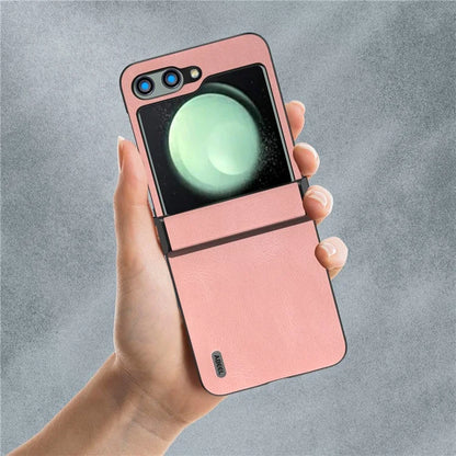 ABEEL For Samsung Galaxy Z Flip5 5G Case Retro Leather+PC Hinge Protection Phone Cover