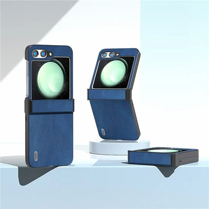 ABEEL For Samsung Galaxy Z Flip5 5G Case Retro Leather+PC Hinge Protection Phone Cover