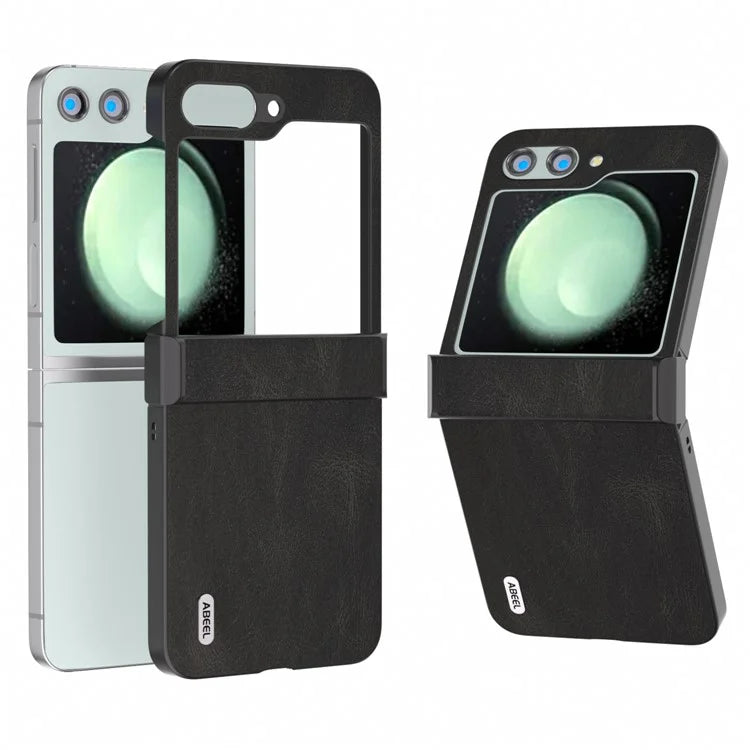 ABEEL For Samsung Galaxy Z Flip5 5G Case Retro Leather+PC Hinge Protection Phone Cover