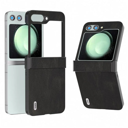ABEEL For Samsung Galaxy Z Flip5 5G Case Retro Leather+PC Hinge Protection Phone Cover