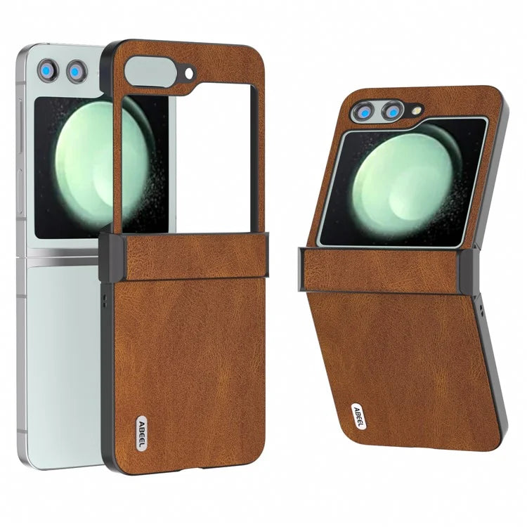 ABEEL For Samsung Galaxy Z Flip5 5G Case Retro Leather+PC Hinge Protection Phone Cover