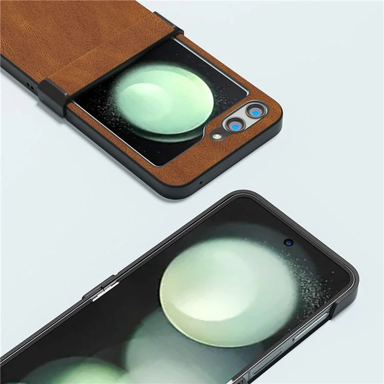 ABEEL For Samsung Galaxy Z Flip5 5G Case Retro Leather+PC Hinge Protection Phone Cover