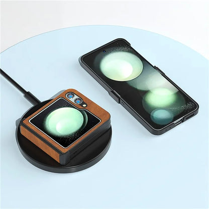 ABEEL For Samsung Galaxy Z Flip5 5G Case Retro Leather+PC Hinge Protection Phone Cover