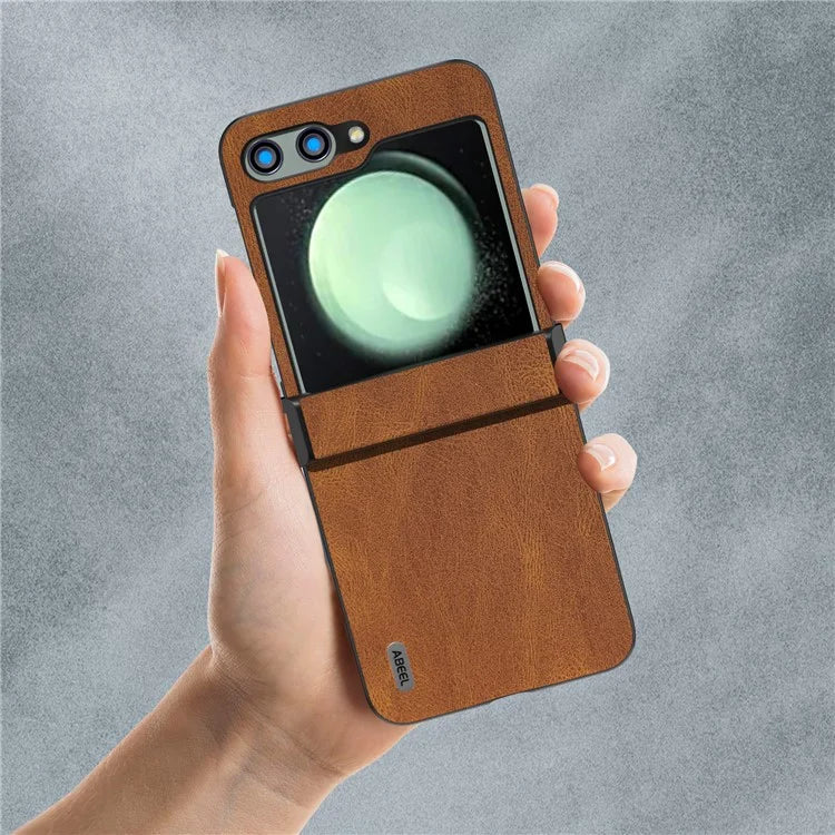 ABEEL For Samsung Galaxy Z Flip5 5G Case Retro Leather+PC Hinge Protection Phone Cover