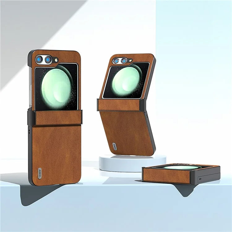 ABEEL For Samsung Galaxy Z Flip5 5G Case Retro Leather+PC Hinge Protection Phone Cover