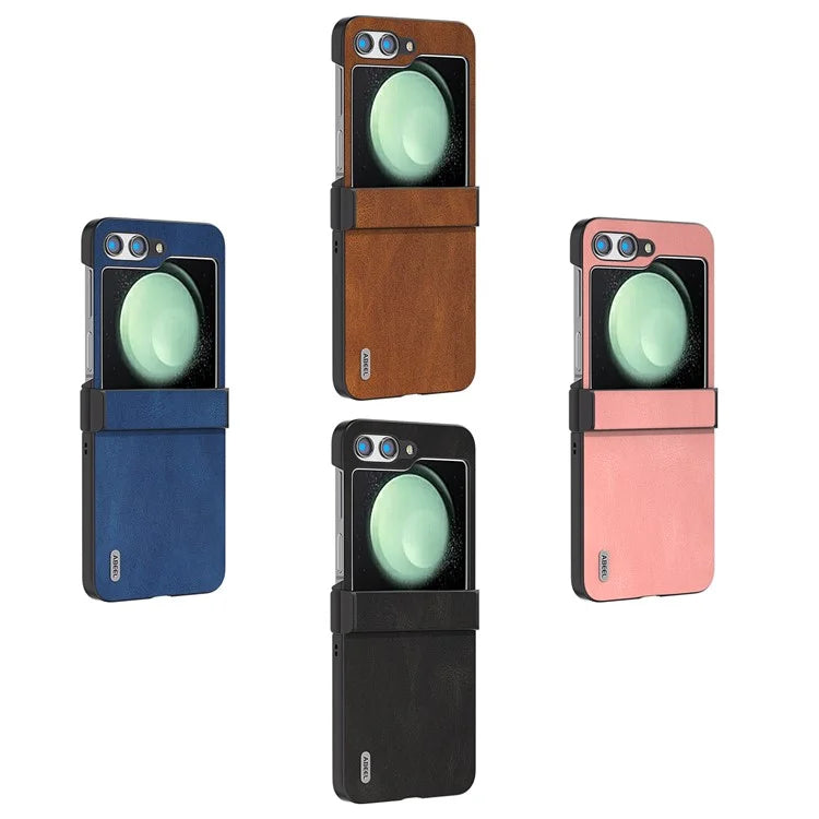 ABEEL For Samsung Galaxy Z Flip5 5G Case Retro Leather+PC Hinge Protection Phone Cover