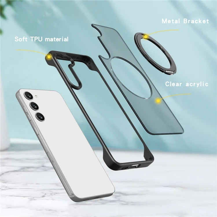 For Samsung Galaxy S23+ Magnetic Phone Case TPU+Acrylic Frameless Cover