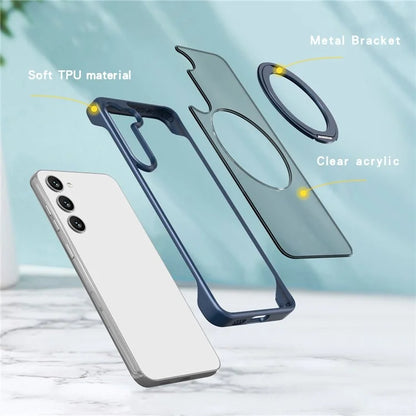 For Samsung Galaxy S23+ Magnetic Phone Case TPU+Acrylic Frameless Cover