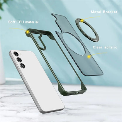 For Samsung Galaxy S23+ Magnetic Phone Case TPU+Acrylic Frameless Cover