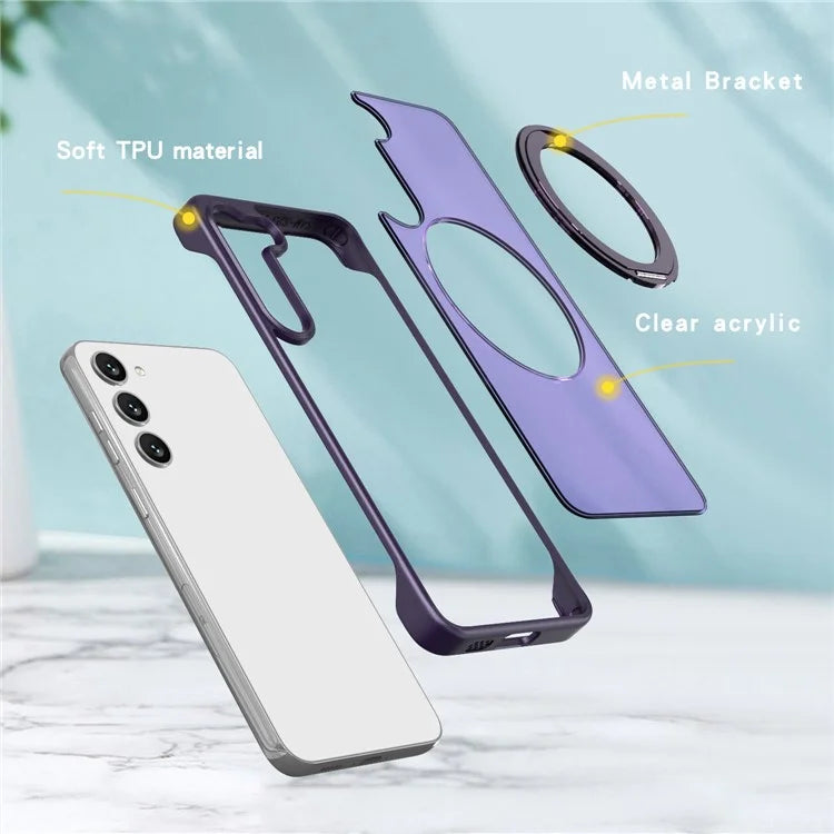 For Samsung Galaxy S23+ Magnetic Phone Case TPU+Acrylic Frameless Cover