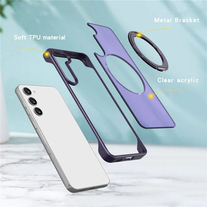For Samsung Galaxy S23+ Magnetic Phone Case TPU+Acrylic Frameless Cover