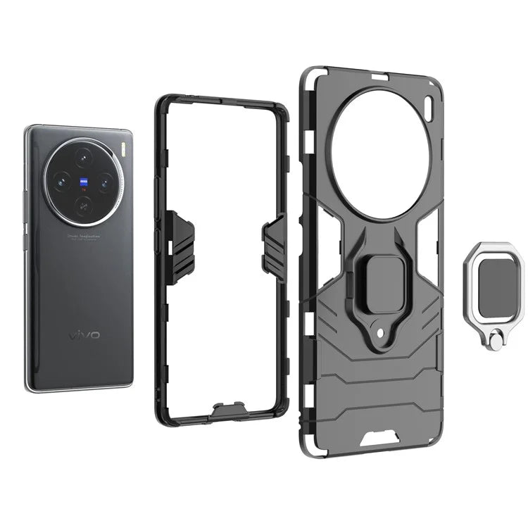 For vivo X100 5G Case Anti-Scratch PC+TPU Phone Cover with Kickstand
