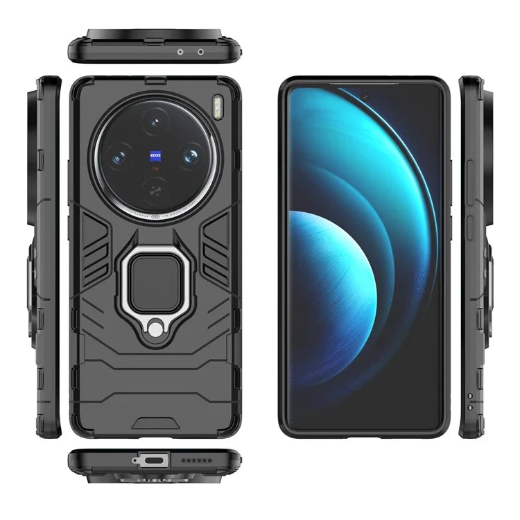 For vivo X100 Pro 5G Case Anti-fall Kickstand PC+TPU Phone Shell