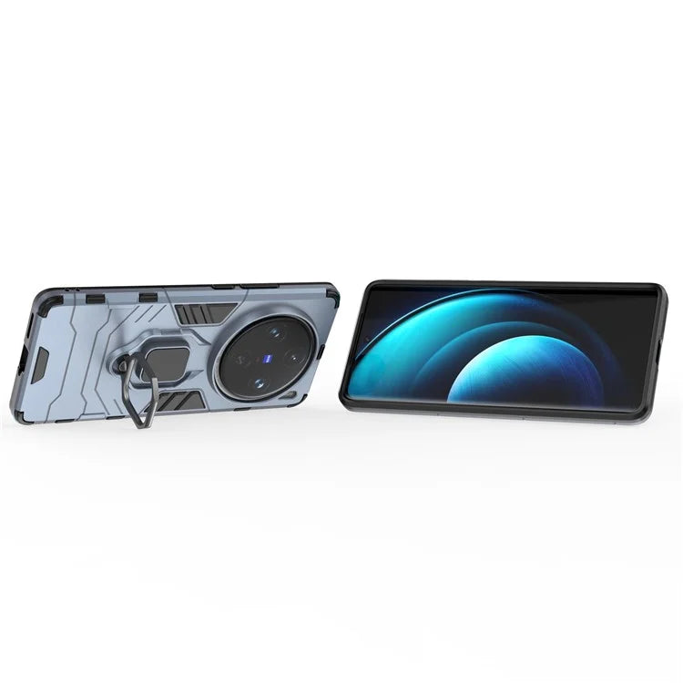 For vivo X100 Pro 5G Case Anti-fall Kickstand PC+TPU Phone Shell