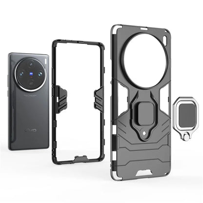 For vivo X100 Pro 5G Case Anti-fall Kickstand PC+TPU Phone Shell