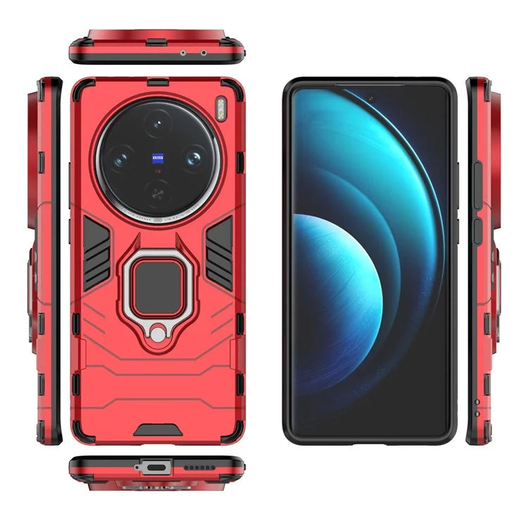 For vivo X100 Pro 5G Case Anti-fall Kickstand PC+TPU Phone Shell