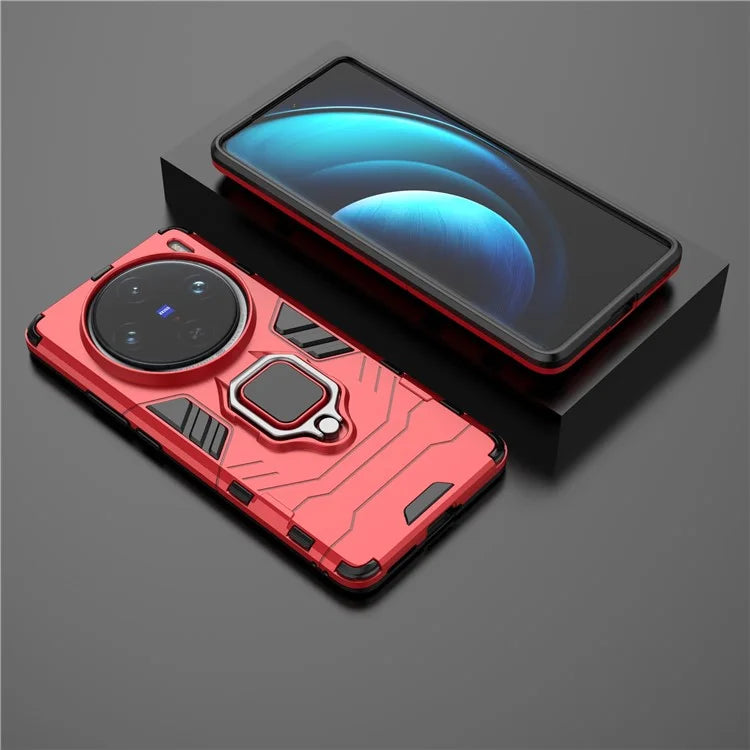 For vivo X100 Pro 5G Case Anti-fall Kickstand PC+TPU Phone Shell