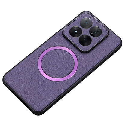 For Xiaomi 14 Case Slim TPU+Cloth Smartphone Cover Compatible with MagSafe