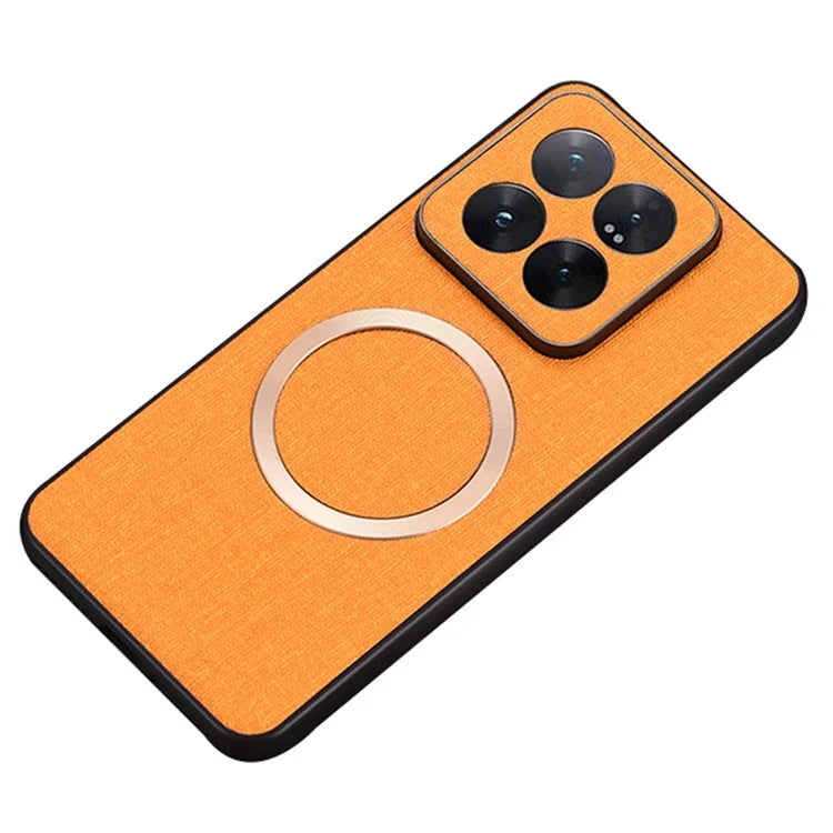For Xiaomi 14 Case Slim TPU+Cloth Smartphone Cover Compatible with MagSafe