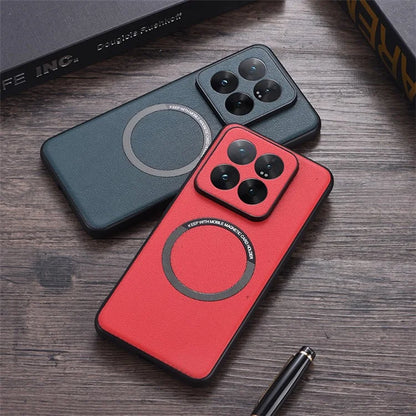 For Xiaomi 14 Case Compatible with MagSafe PU Leather+TPU Cell Phone Cover