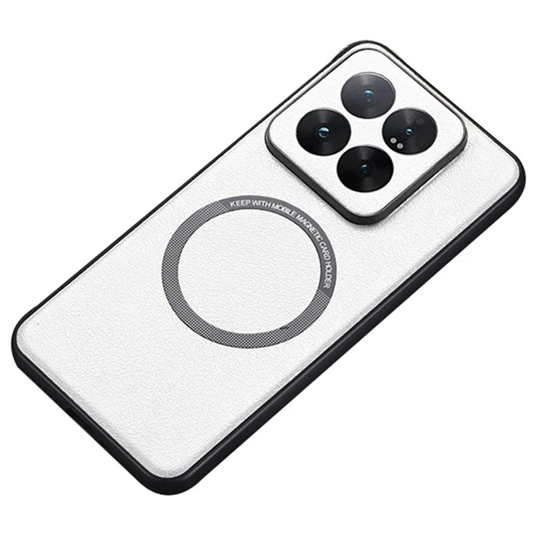 For Xiaomi 14 Case Compatible with MagSafe PU Leather+TPU Cell Phone Cover