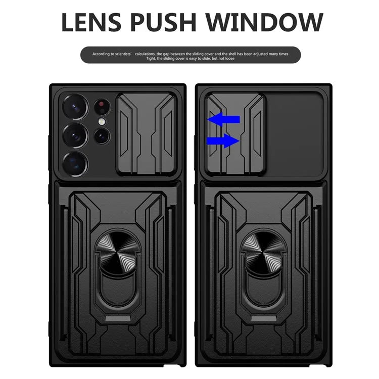 For Samsung Galaxy S24 Ultra Case Slide Lens Protection PC+TPU Phone Cover