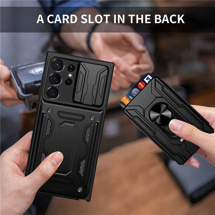 For Samsung Galaxy S24 Ultra Case Slide Lens Protection PC+TPU Phone Cover
