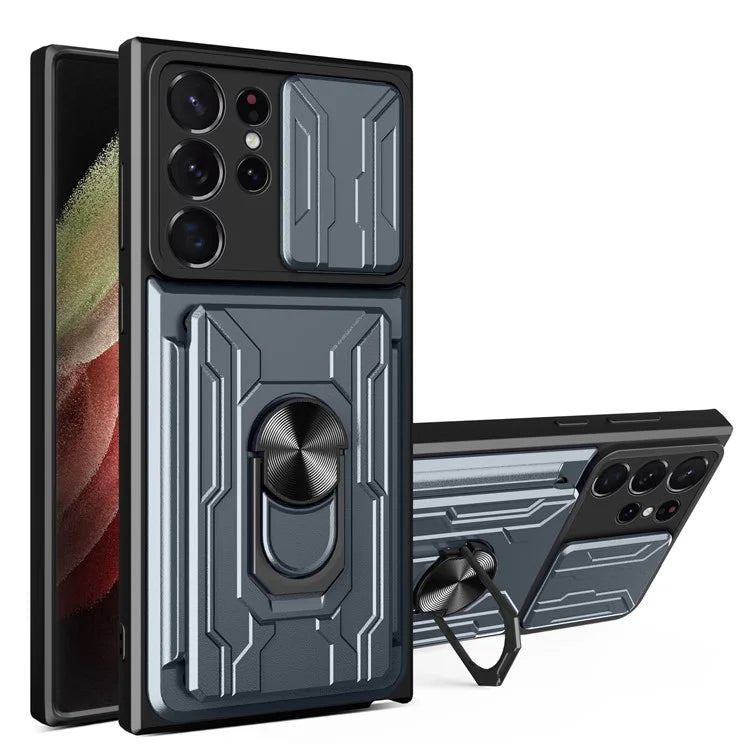 For Samsung Galaxy S24 Ultra Case Slide Lens Protection PC+TPU Phone Cover